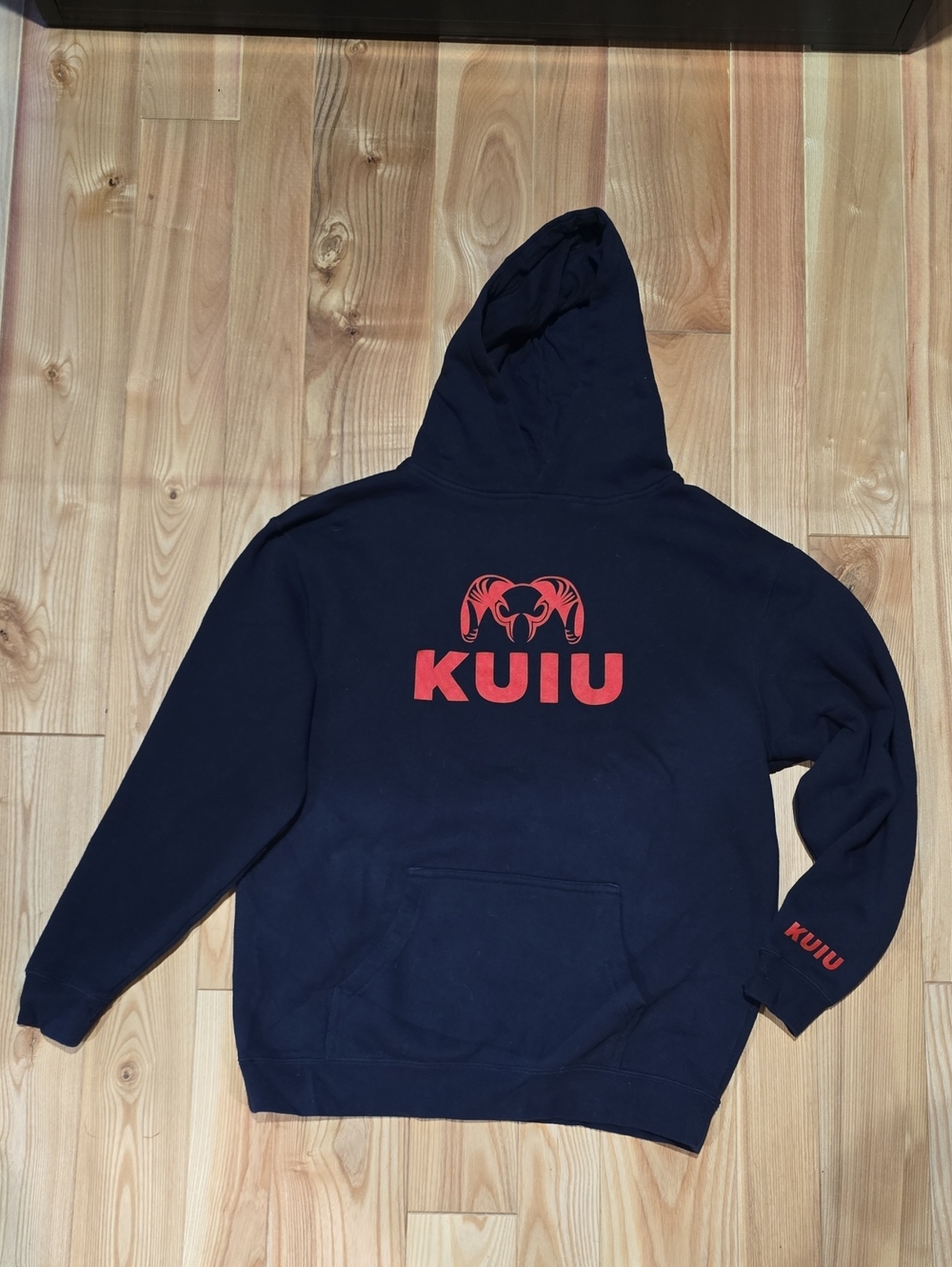 KUIU Youth Navy Crewneck Hoodie with Red Logo